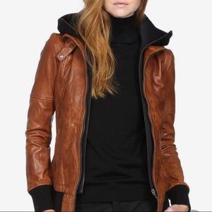 SOIA & KYO Fitted Leather Jacket With Hood